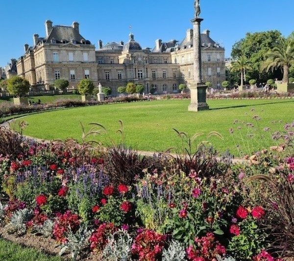 Flower gardens at the Luxembourg Garden in Paris