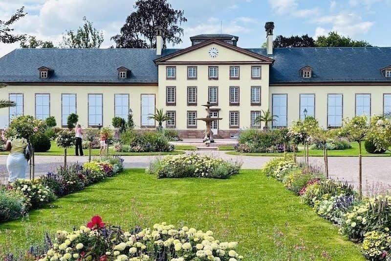 Flower garden and manor near Strasbourg